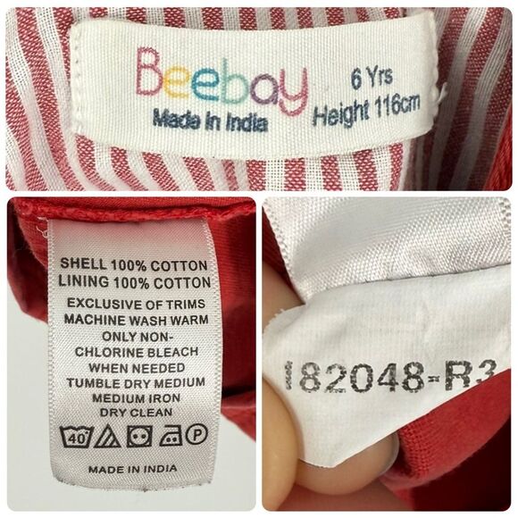 Beebay Girls Fox Pinafore 100% Cotton Jumper Dungaree Dress in Red | 6 Years - Picture 6 of 6